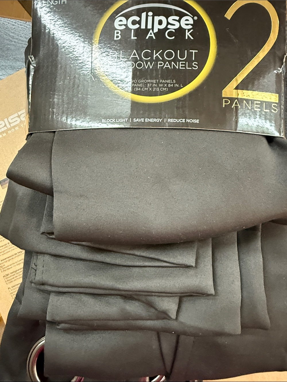 Eclipse Blackroom Blackout Curtains - Black.         37inch x 84inch Length